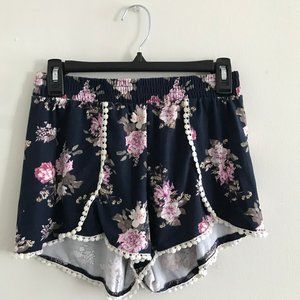Navy Blue Floral Shorts